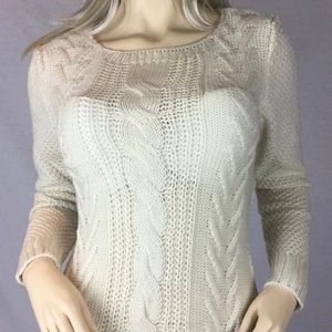 Off white cream Turkish wool Women’s sweater stretch crew neck Red Roza Brand